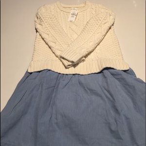 Cable Knit Sweater attach to Chambray Skirt